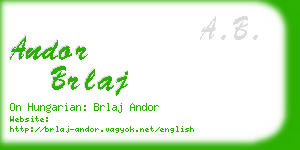 andor brlaj business card